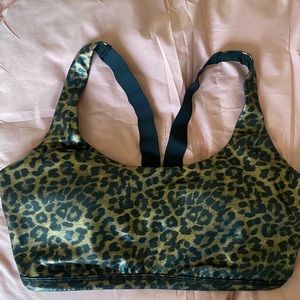 Spanx Metallic Leopard Print Sports Bra